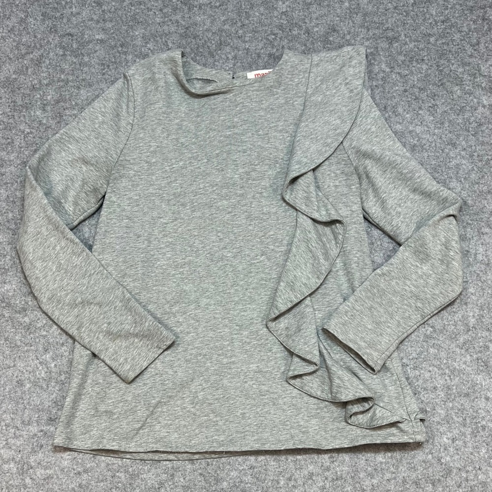 Mazik‎ Heathered Gray Ruffle Athleisure Long Sleeve Sweatshirt Yoga Fall Size S
